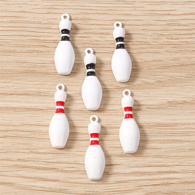 10 Stück 8x25mm lustige Emaille Sport Bowling Charms Anhänger für Schmuckherstellung Halsketten Ohrringe Armbänder DIY Bastelzubehör – Detail 6