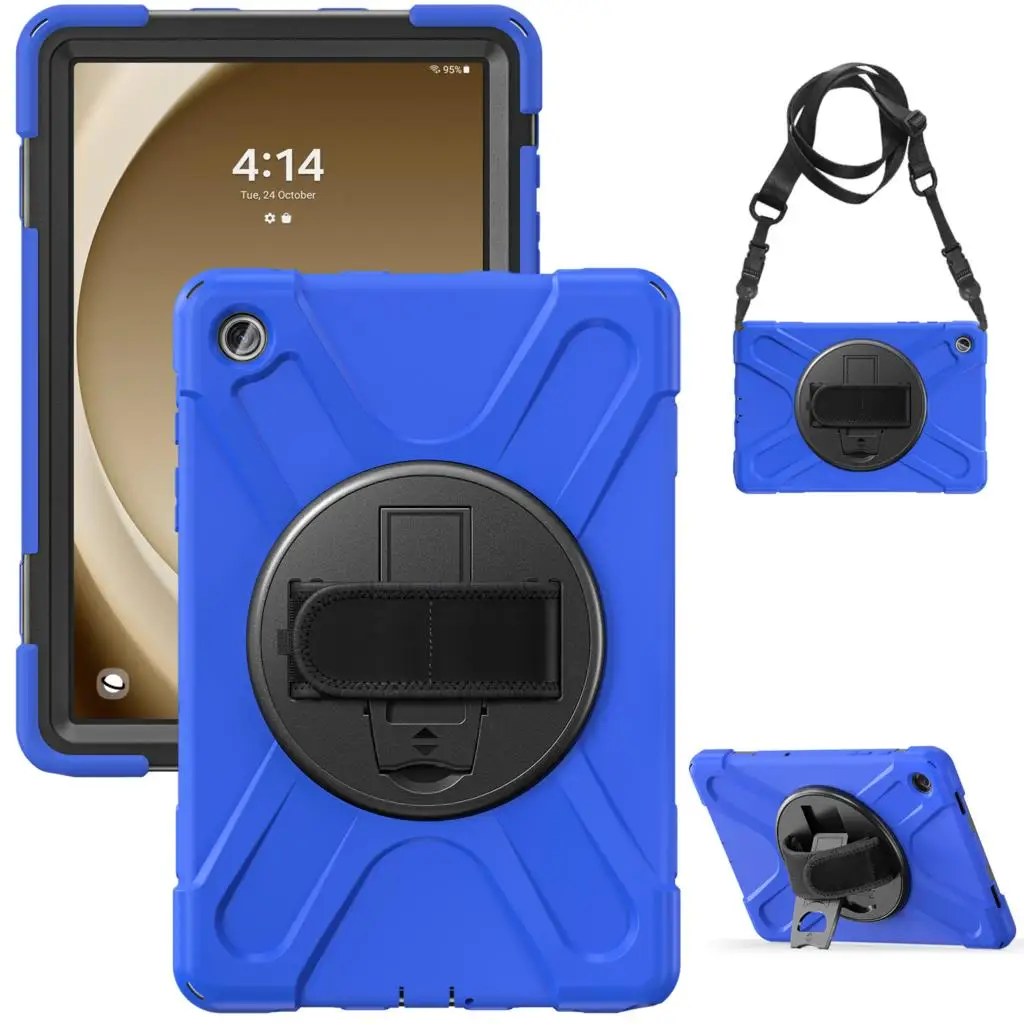 360 Rotating 3 Layer Protect Case Cover Hand Shoulder Strap For Samsung Galaxy Tab A9 SM-X110 X115 X117 A9 Plus X210 X216 X218