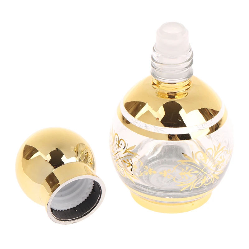Bottiglia roll-on in oro da 15 ml Mini contenitore per olio essenziale in vetro Bottiglia di profumo portatile Bottiglia roll-on vuota in oro Modello casuale