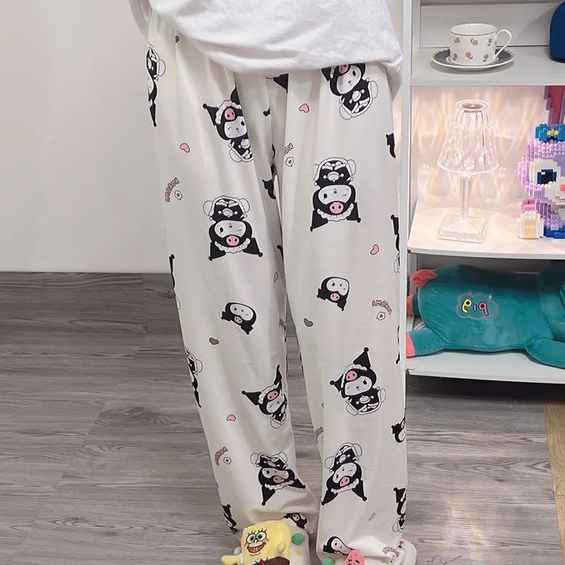 Kawaii Hello Kitty Cinnamoroll Pajama Pants Long Girls Female Kuromi Melody Pajama Pants Hello Kitty Item Y2K Things Women Pant