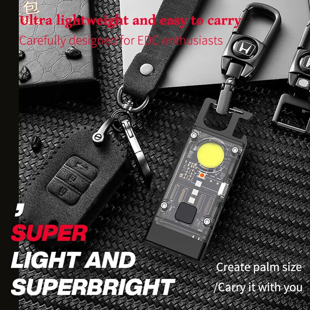 Mini Solar LED Flashlight Multifunctional Portable Keychain Light Rechargeable C COB Camping Lantern Floodlight UV Lamp Torch