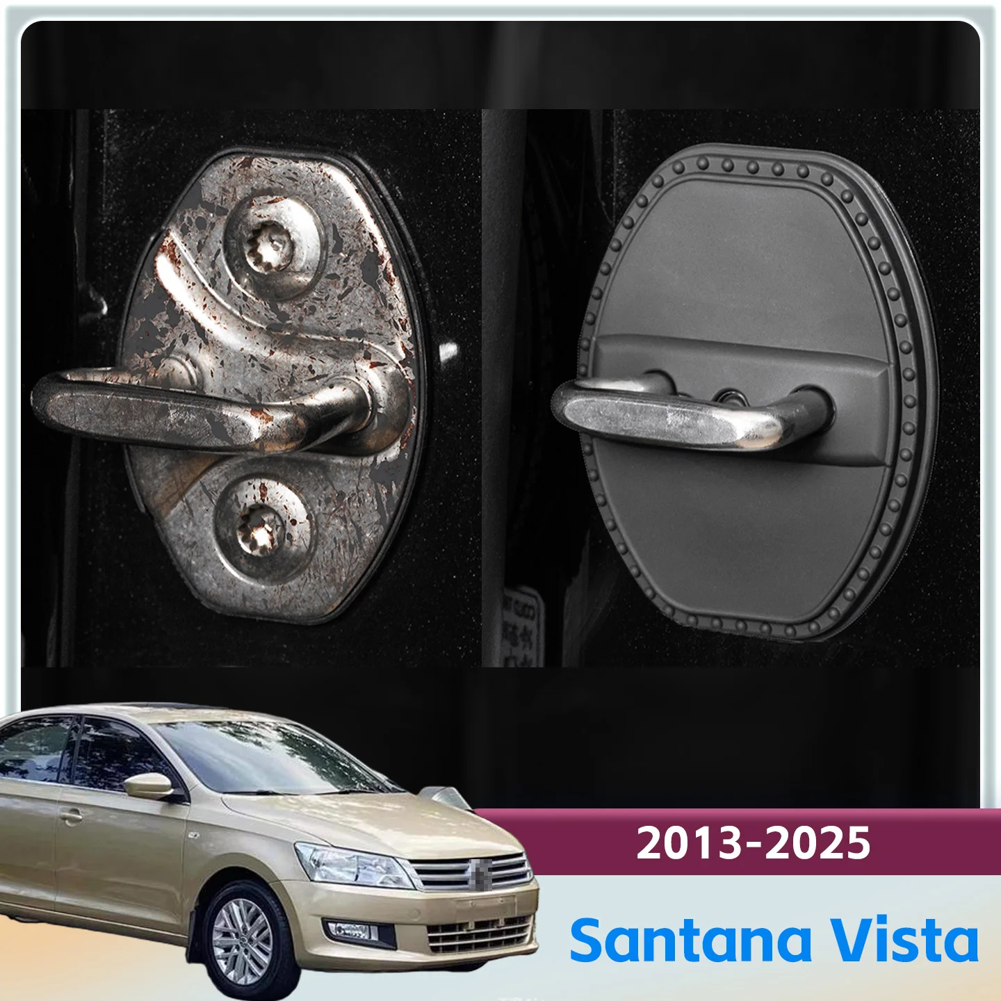 2/4 قطعة سيليكون قفل باب السيارة غطاء الديكور الواقي ل Volkswagen Santana Vista 2013-2025 2020 2021 2022 2023 2024