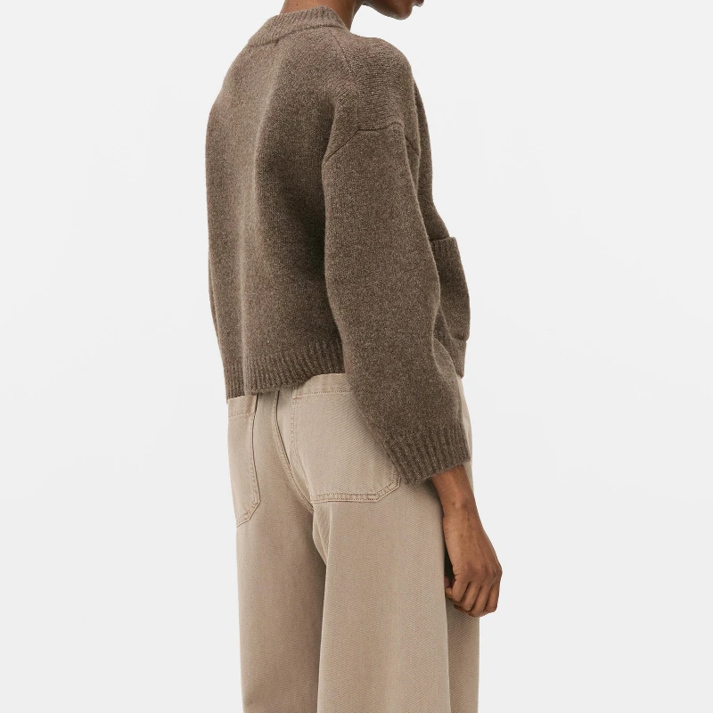 سترة نسائية أنيقة باللون البني من Deeptown بأكمام طويلة وجيوب على الموضة الكورية، سترات كبيرة الحجم كاجوال أساسية للشتاء #3