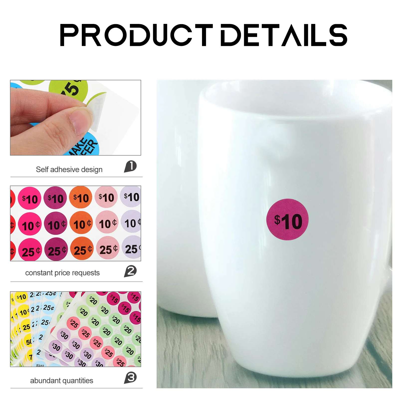 

20 Sheets Pricing Labels Price Stickers for Garage Sale Supplies Pre Priced Removable Weather Resistant Sale Tags