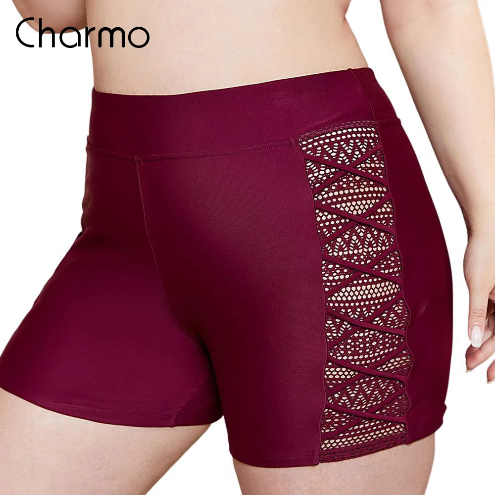 

Charmo Women's Swim Shorts Plus Size Swimsuit For Women Hollow Out Boyleg Board Shorts Swimwear Bottoms