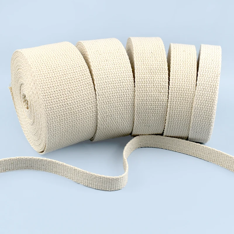 

5M Meetee 10-50mm Cotton Webbing Tape 1.5mm Thick Beige Canvas Ribbon for Bag Strap Clothes Belt Bias Dog Leash Sewing Trimmings