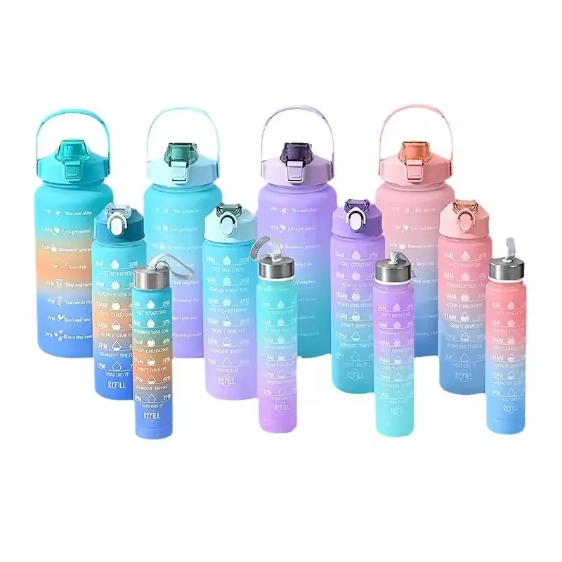 2000ML Sports Water Bottle with Time Marker Leak-proof Cup Motivational Portable Water Bottle for Outdoor Sport Fitness BPA Free