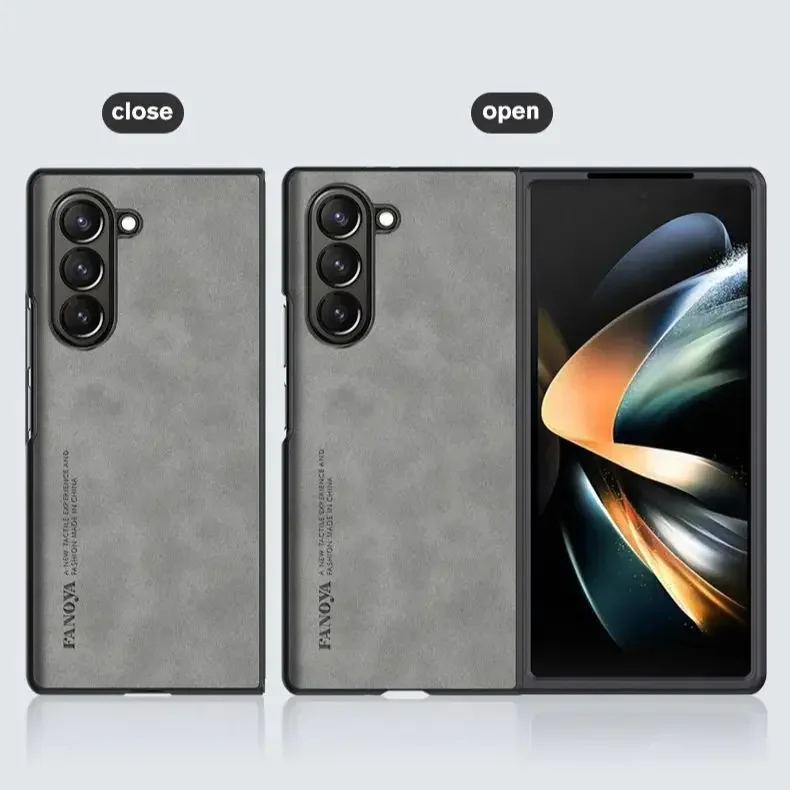 Luxury Sheepskin Leather TPU Camera Protect Case for Samsung Galaxy Z Fold 7 6 5 4 3 Skin Feel Sheepskin Phone Fold Soft Cover