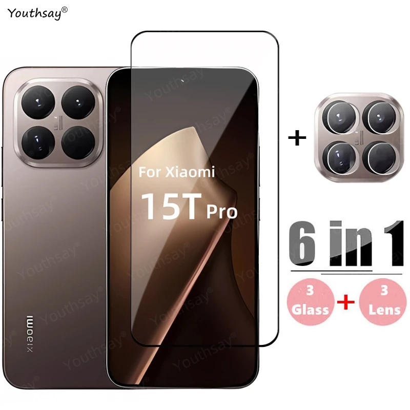 6in1 Glass For Xiaomi 15T Pro Full Cover Tempered Glass Xiaomi 15T Pro Screen Protector HD Phone Lens Film Xiaomi 15T Pro