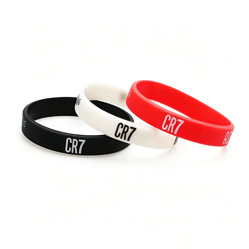 1PCS Football Sports Wrist Strap CR7 Ronaldo Boys Outdoor Sports Rubber Elastic Silicone Bracelet Fans Club Souvenir