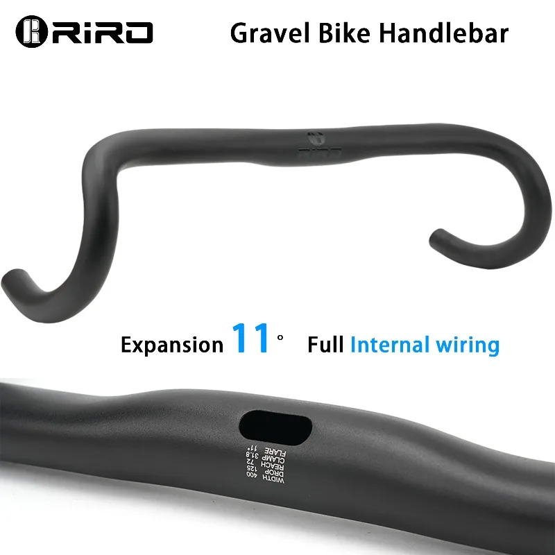 

RIRO Gravel Bike Flared Handlebar 400/420/440mm Internal Wiring 31.8mm 6061 Aluminum Alloy Road Bike Handlebar Bicycle Parts