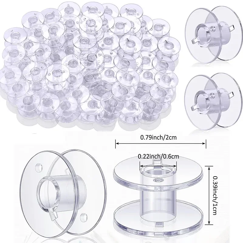 25 Pcs Sewing Bobbins Spools Clear Plastic Sewing Machine Bobbins with Storage Box Empty Bobbins Spool for Sewing Machine Tools