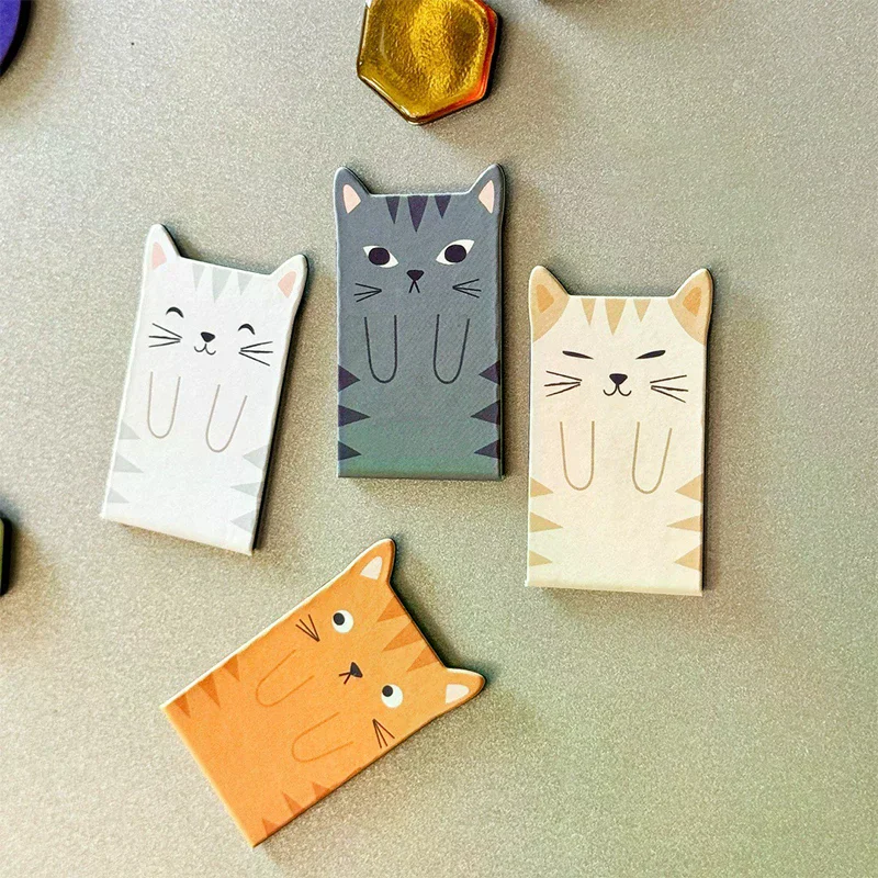 4pcs/set Cute Animal Magnetic Bookmarks - Cartoon Dog Cat Creative Stationery Gift Student Reward Back To School Present