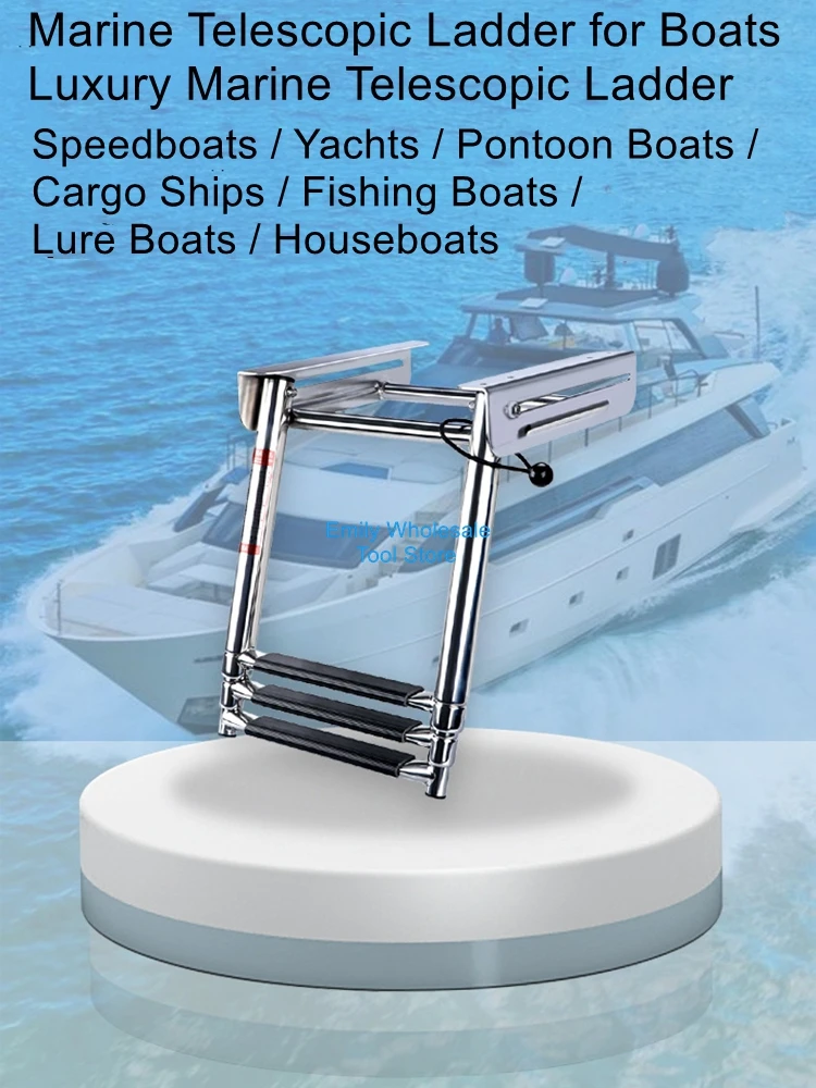 

Stainless Steel Telescopic Three-Section Gangway Rust-Resistant Marine Hardware Accessories Boarding Ladder