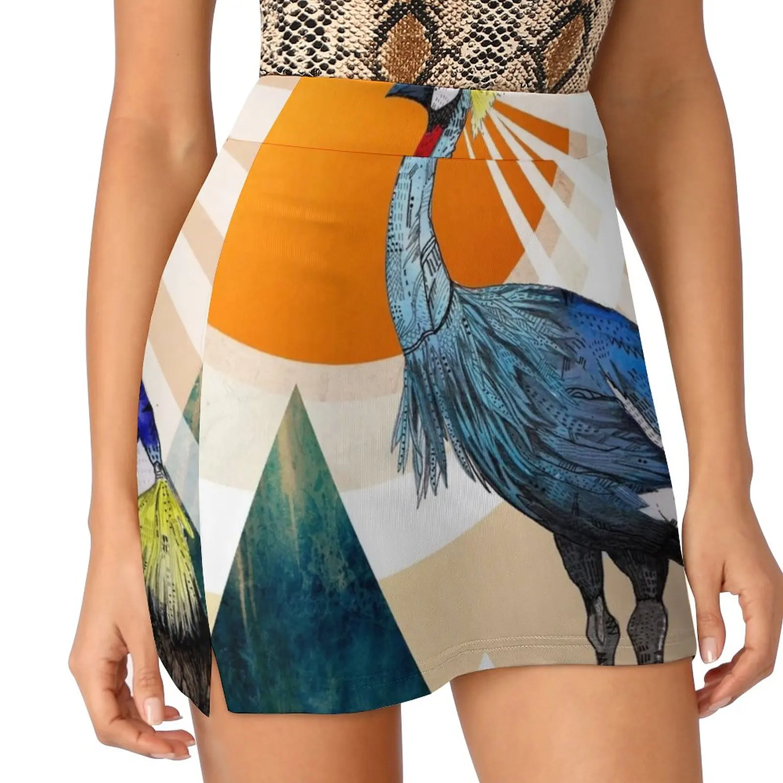 Crowned Crane Women's skirt With Pocket Vintage Skirt Printing A Line Skirts Summer Clothes African Crane Bird Crownedcrane Sun