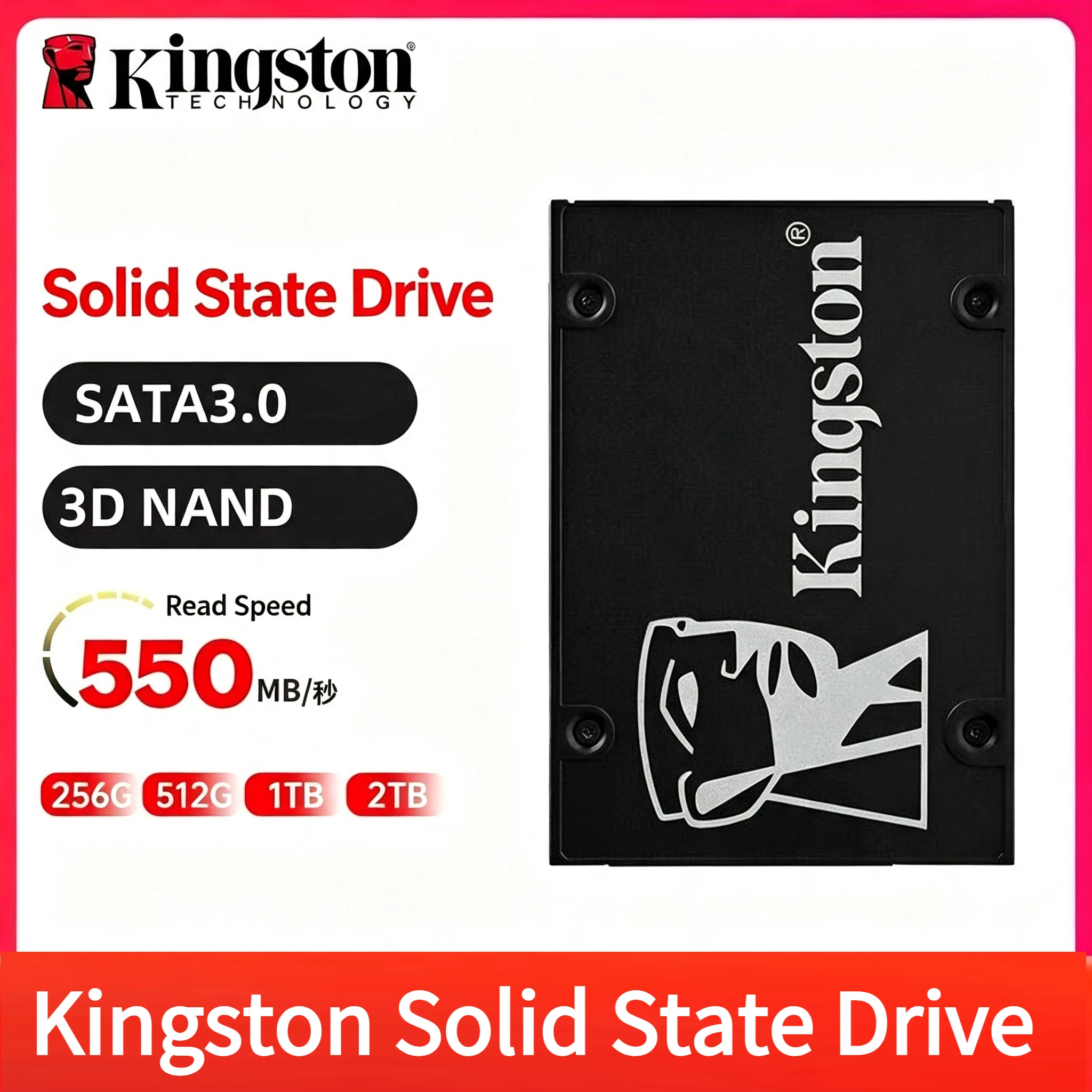Kingston Solid State Drive SSD KC600 256GB 512GB 1TB 3D TLC 2.5" SATA 3.0 internal Hard Drive for Laptop and Desktop Computer