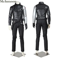 Superhero Winter Soldier Cosplay Costume Bucky Leather jacket Adult Men Prop Halloween Carnival Party Suit Full Set