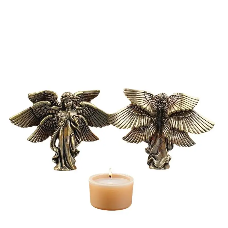 Copper Six Winged Angel Love Cupid Statue Small Ornament Brass Angel Figurines Desktop Decoration Home Decor Accessories