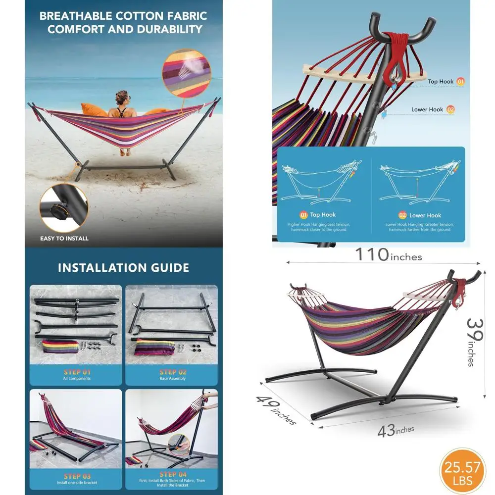 

Портативная сверхмощная стальная подставка для гамака — емкость 600 фунтов, простая сборка, идеально подходит для использования в помещении и на открытом воздухе — Радуга