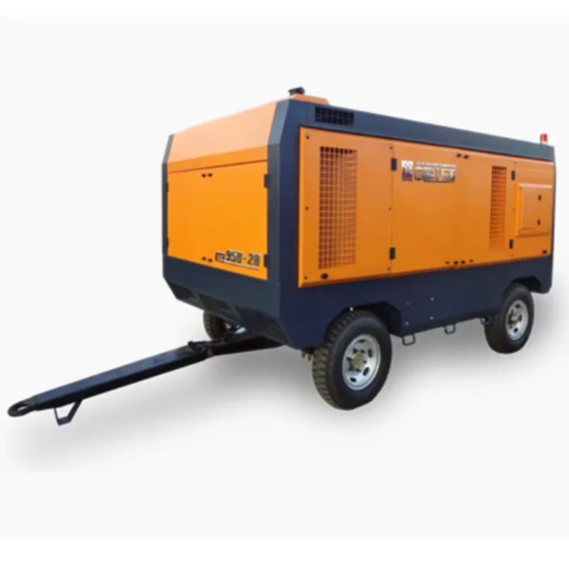 Construction Works Factory Portable  Diesel Screw Air Compressor for Drilling Rig with 2 Wheel Made in China