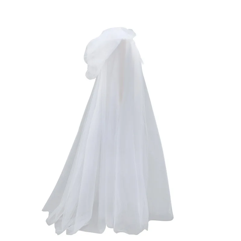 1 pz strega mantello Costume di Halloween per le donne cappuccio Tulle mantello mantello nero bianco rosso matrimonio Bridals lunghezza del pavimento morbido maglia mantelli