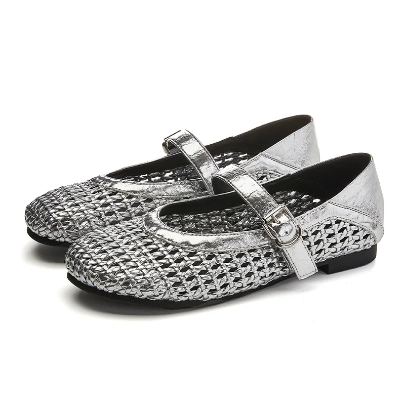 

Женские сандалии, плетеные женские туфли Мэри Джейн на плоской подошве, летние сандалии без шнуровки большого размера для женщин, роскошная женская обувь на каблуке