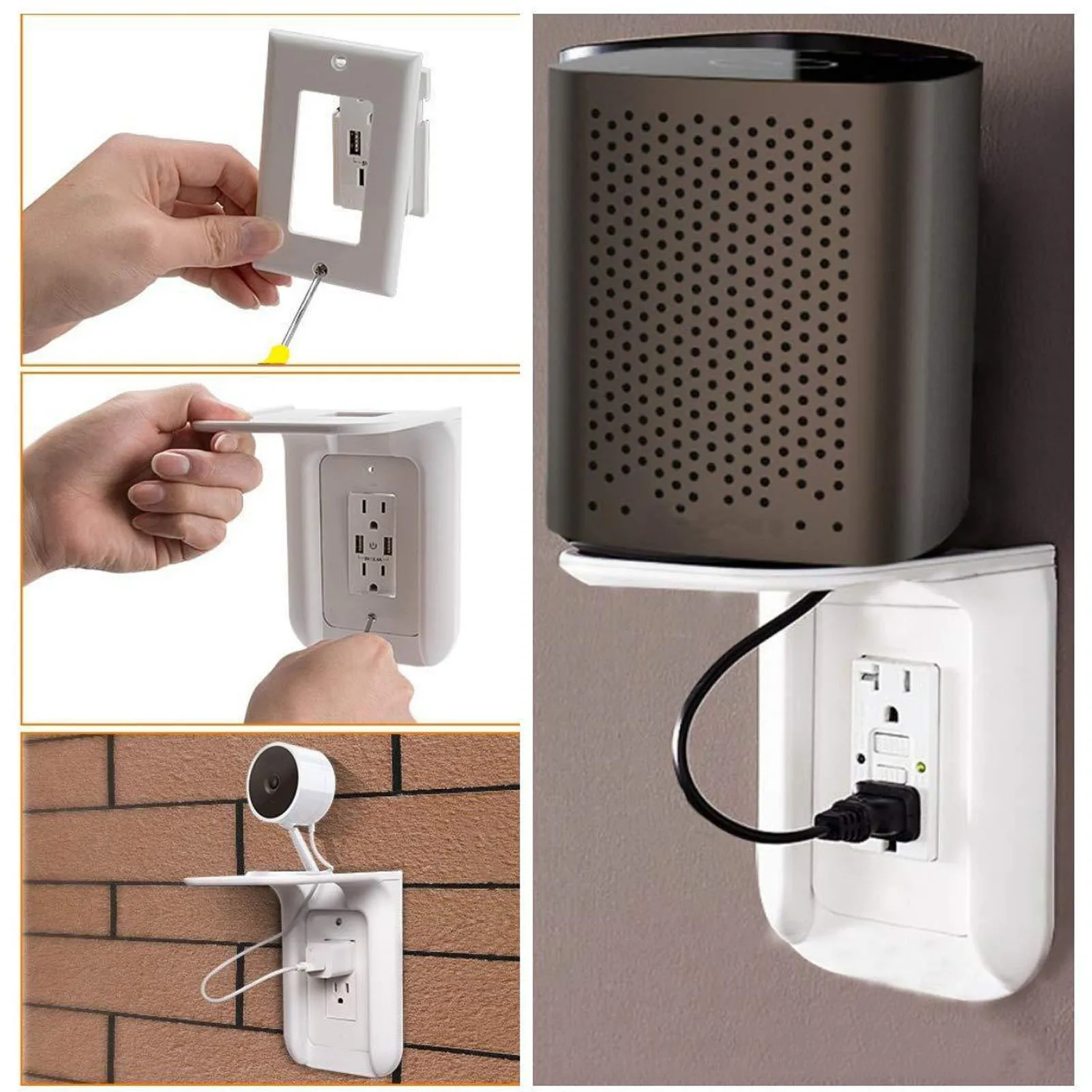 Wall Outlet Shelf Wall Mounted Outlet Shelf ABS Hole Design Plug Shelf Simple Power Charger Shelf Phone Charging Holder - view 4