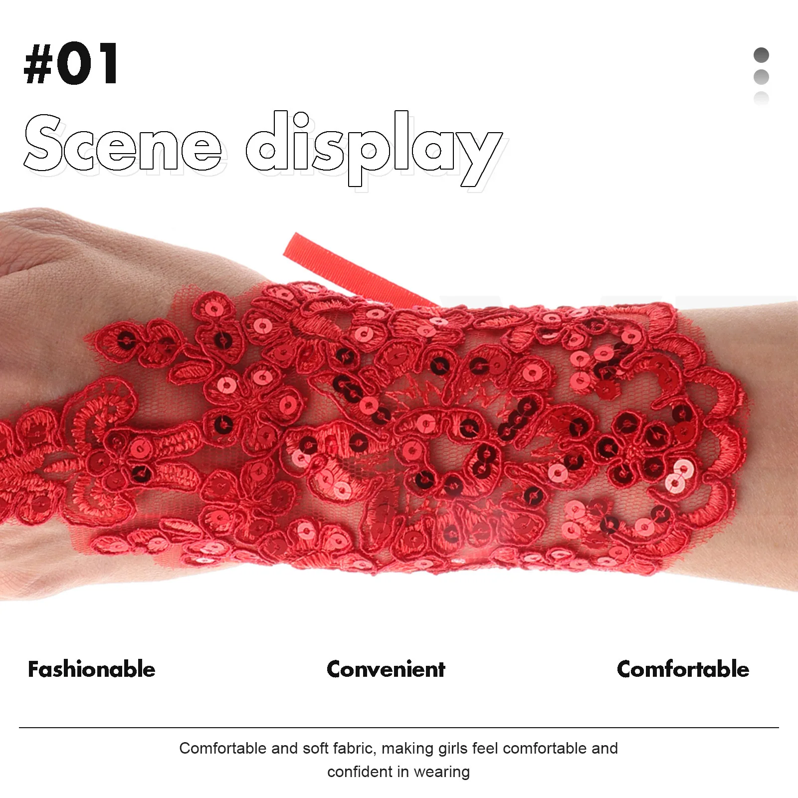 قفازات رقص أنيقة بدون أصابع على شكل زهرة الزفاف من الدانتيل لقفازات حفلات الزهور