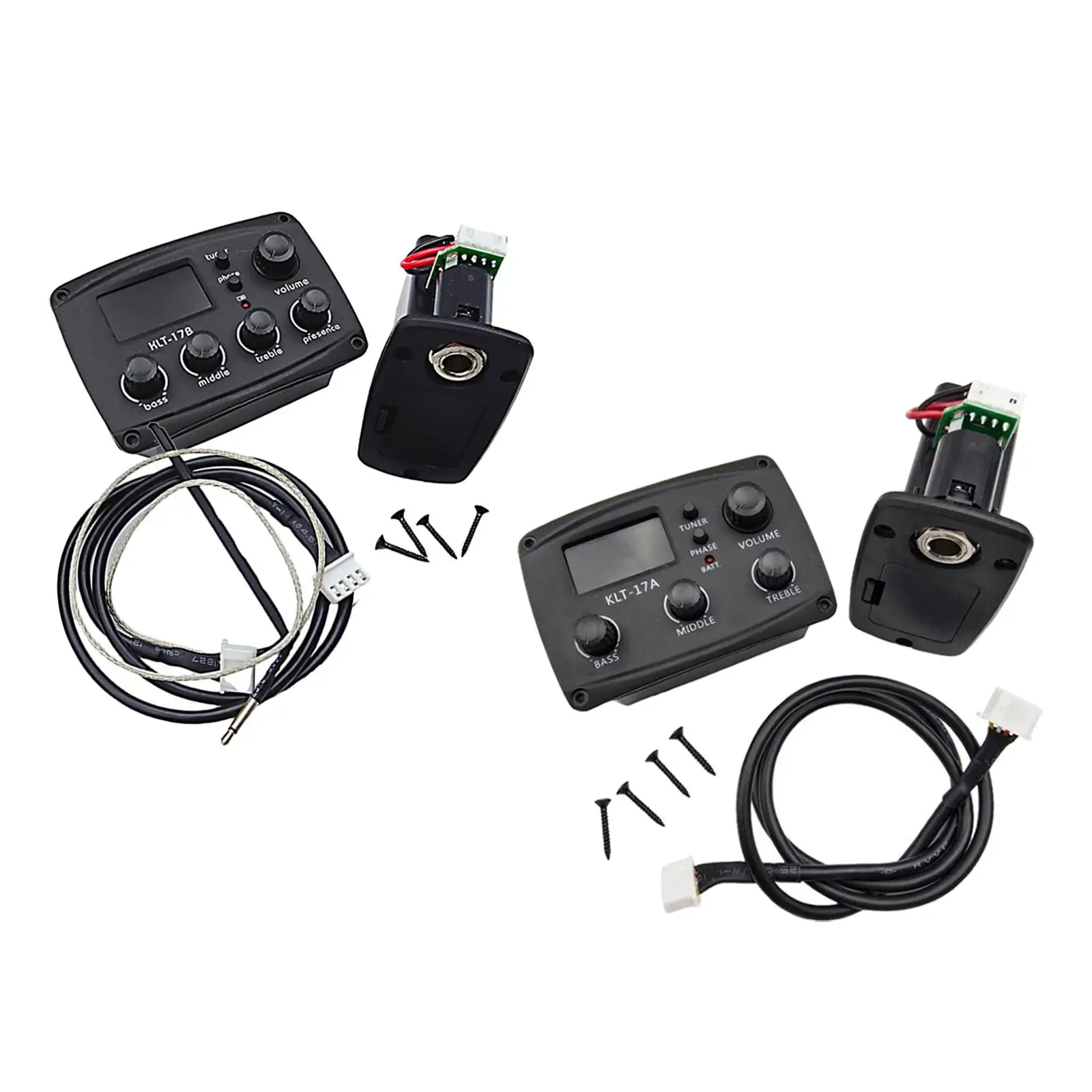 Guitar Preamplifier EQ Equalizer System 5 Band Tuner Phase Switch Sturdy Material for Acoustic Gig and Studio