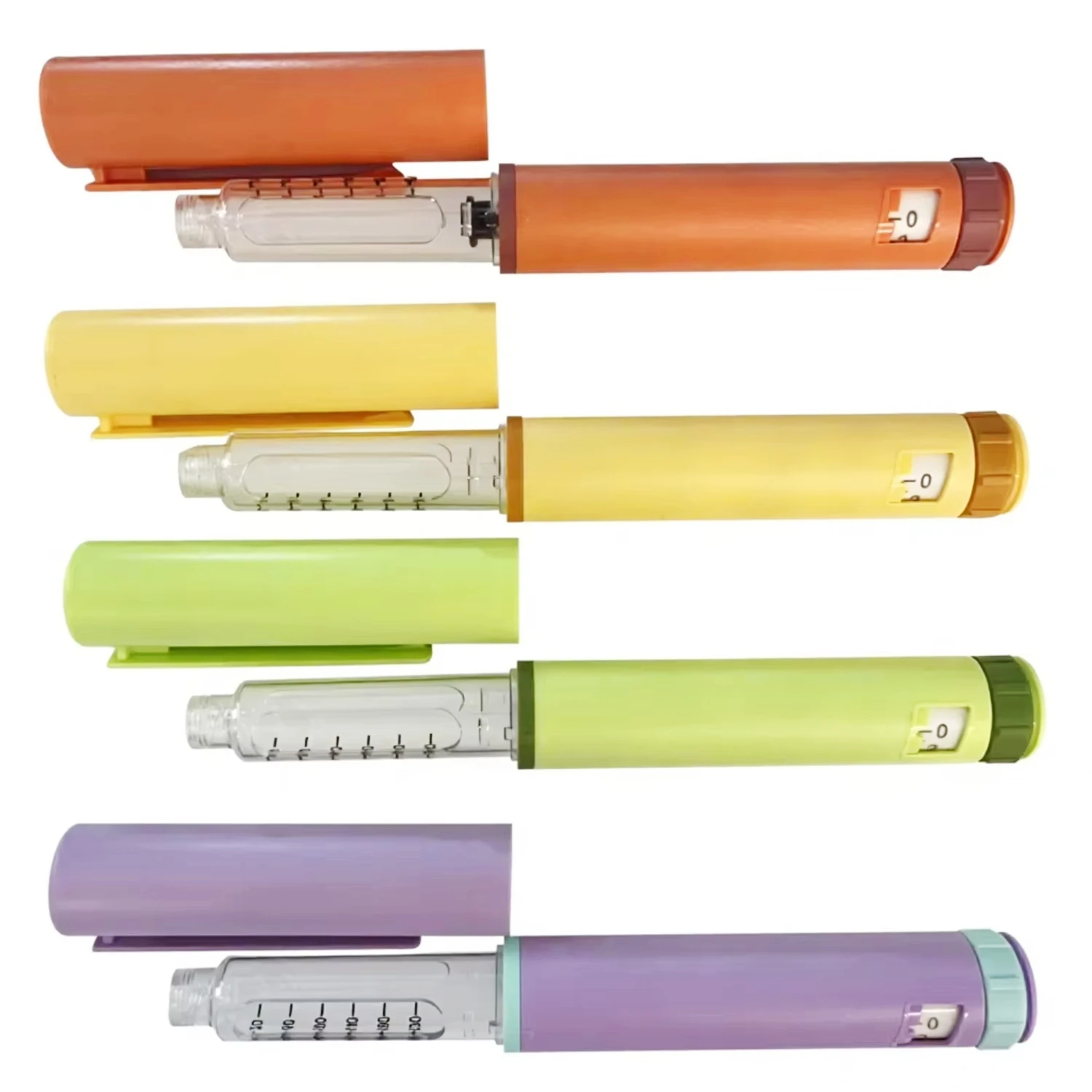 5Pcs Colorful 60U Reusable Peptide Injection Pen with Portable Case, Adjustable Dose Magic Pen Fits 3ml Glass Cartridge