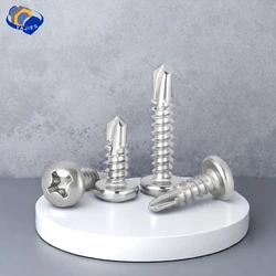 50/20Pcs #8/M4.2 #10/M4.8 Sheet Metal Screws 410 Stainless Steel Pan Head Fast Self Tapping Screws