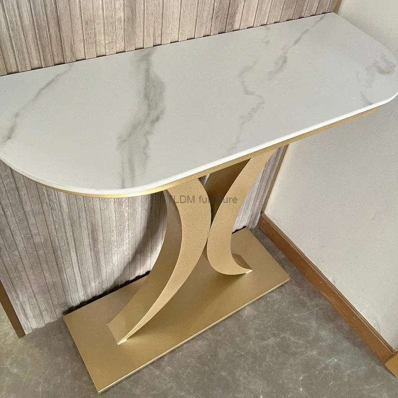 Modern Light Luxury Slate Console Tables Living Room Furniture Entrance Console Home Wrought Iron Against The Wall Hallway Table