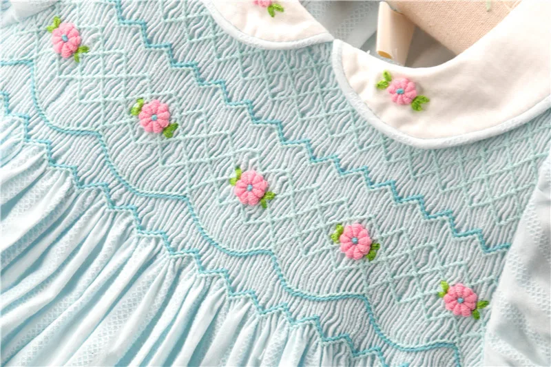 Summer handmade smocked dresses for girls vintage princess dress 2024 kids girl solid color smock vestido clothes party birthday