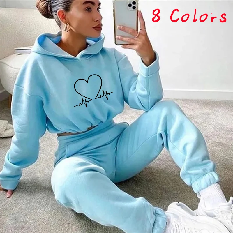 

New 2024 track suits for women casual sports set Solid color hoodie sweatshirt pants sets Two-piece set for autumn and winter