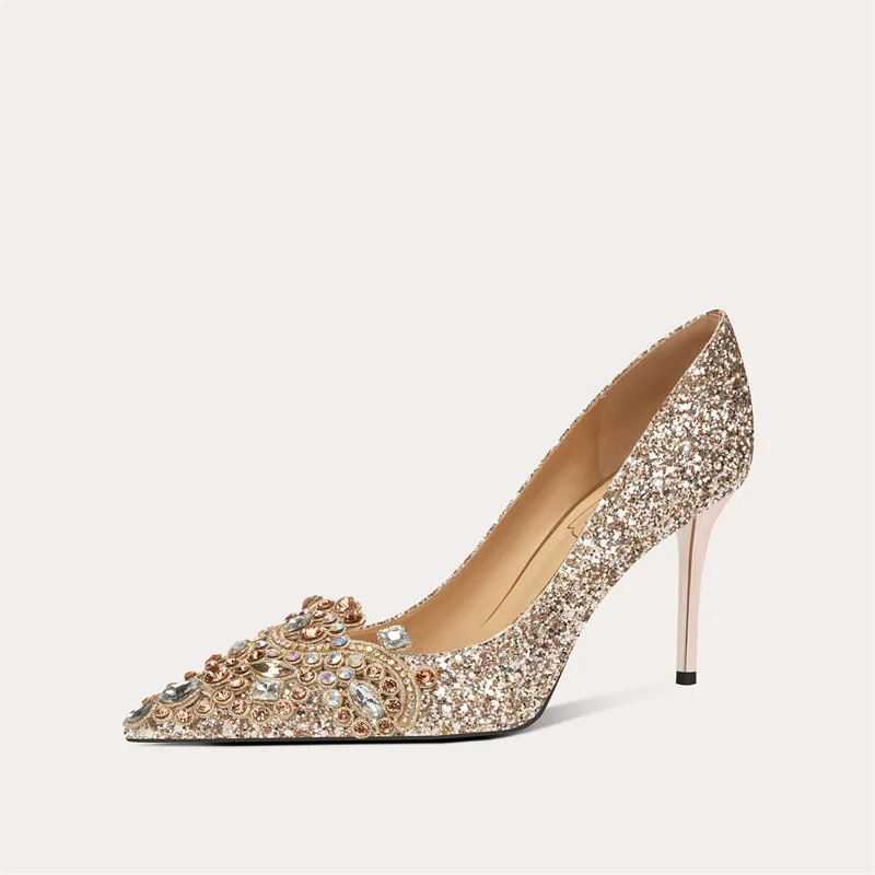 

Luxury Women Wedding Shoes Fashion Rhinestone High Heels for Woman Elegant Aristocratic Casual Shoe Designer Shoes Zapatos Mujer