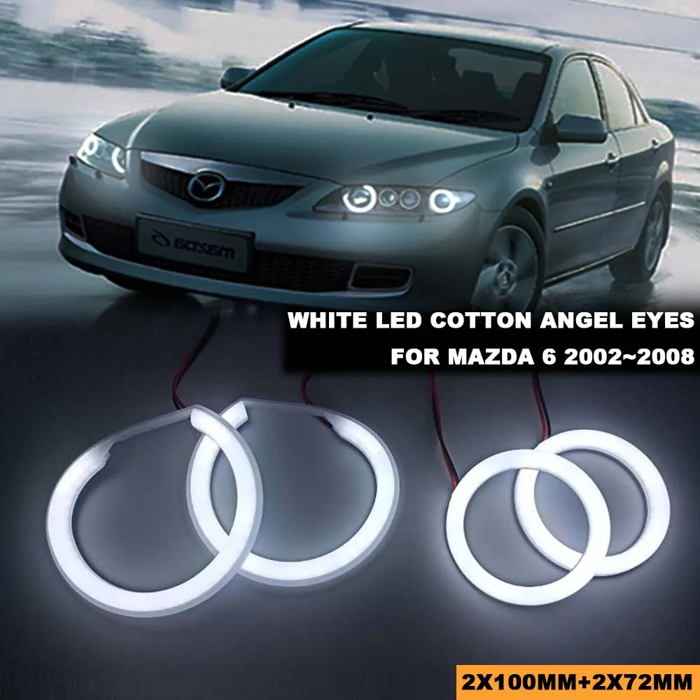 4x Rings LED Headlight Angel Eyes Kits No Error For Mazda Speed3 Speed Axela Mazda 3 Daytime Running DRL Lamps 6000K