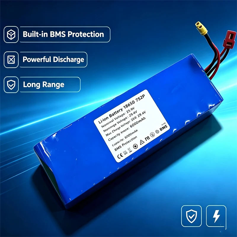 Customizable 7S2P 25.9V / 29.4V Electric Scooter Battery 6000mAh with Built-in BMS – Fits Hoverboards, Kids' Ride-on Cars & More