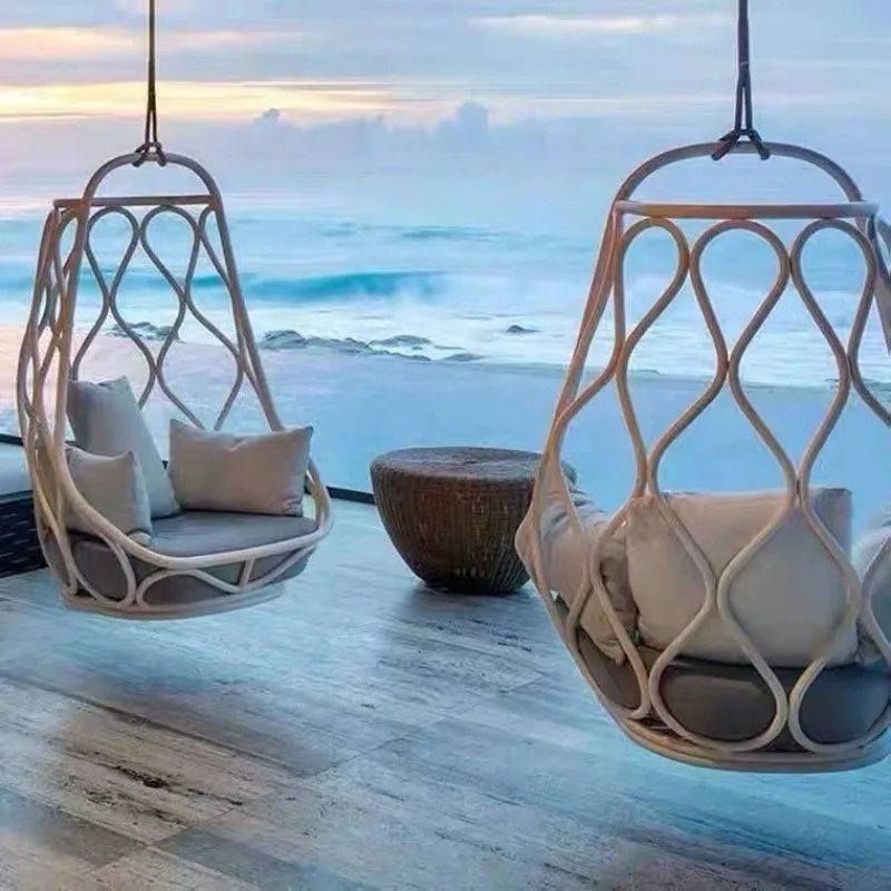 

2026 Internet Celebrity Indoor/Outdoor Cradle Chair Patio Swings Hanging Basket Rattan Swing Sling Orchid Balcony Rocking Hammoc