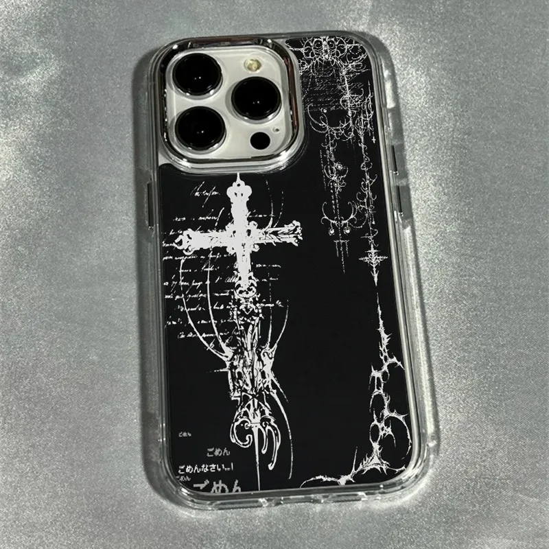 INS Transparent Gothic Cross Phone Case For Samsung Galaxy S24 S25 Plus S23 S26 Ultra A57 A56 A55 A37 A17 A26 A36 Silicone Cover