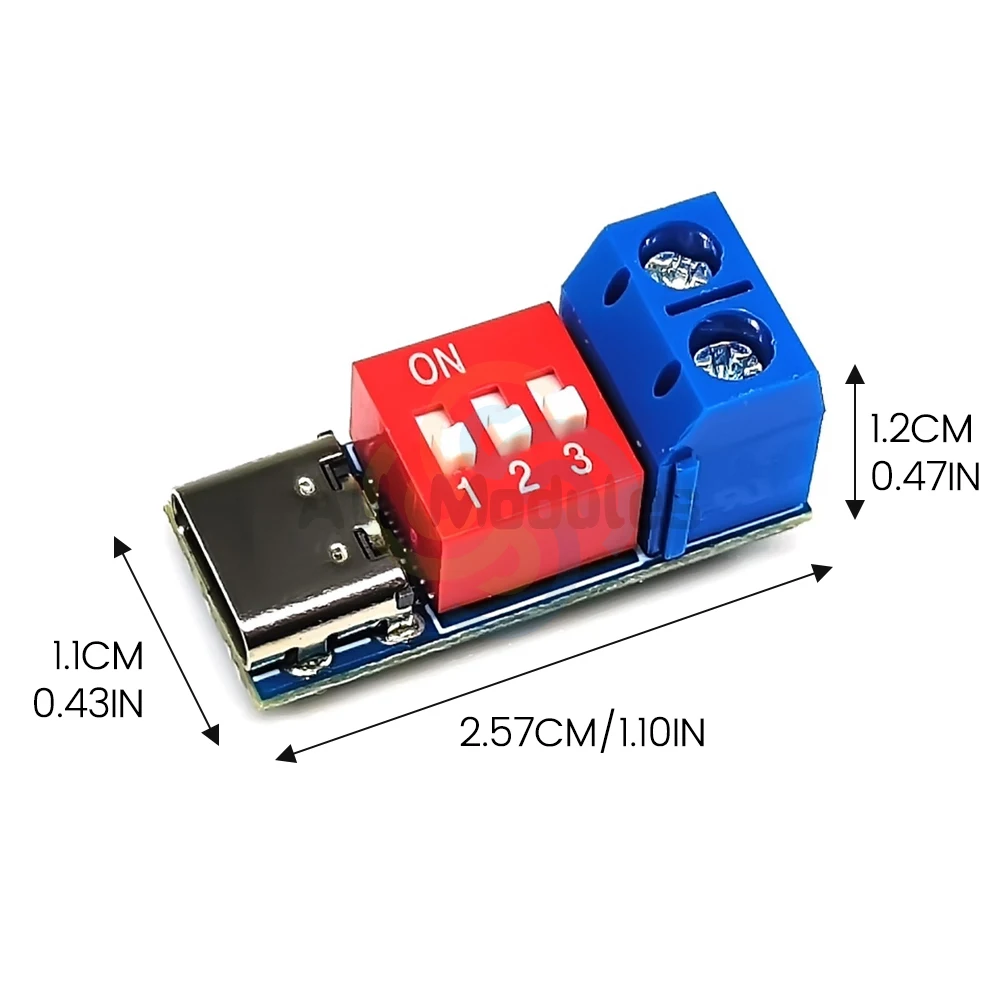 PD/QC decoy fast charging trigger module adjustable voltage dial code adjustment 5V9V12V20V type-c interface