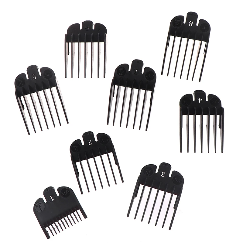 8pcs Barber Styling Comb Sets Clipper Hair Limit Comb Trimmer Attachment Black