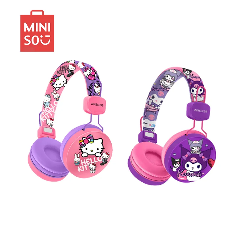 New HLLO Kitty Cute Kuromi Cartoon Stitch Long lasting Head mounted Bluetooth Earphones Cute Stereo Earphones