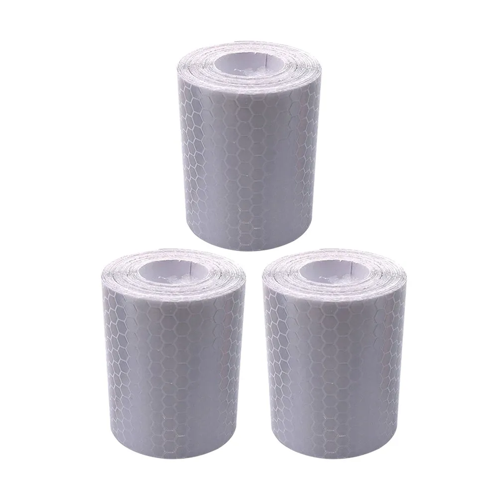 3Pcs Adhesive Reflective Strip White Crystal Color Safety Tape for Night Running Riding Traffic Warning Equipment
