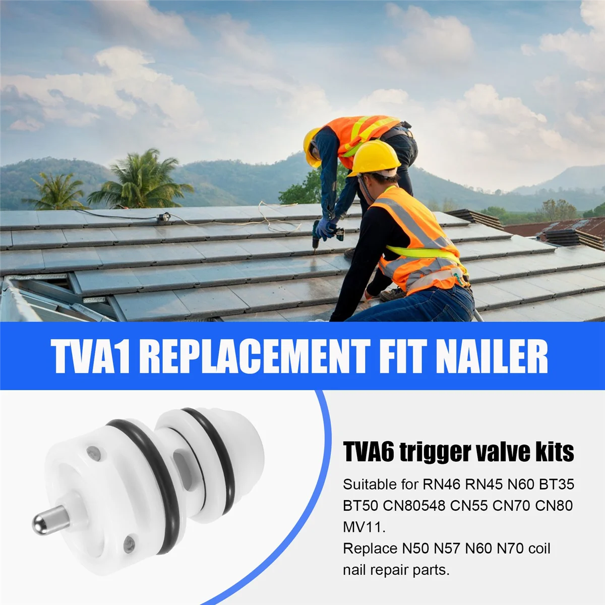 

TVA6 Trigger Valve Kit TVA1 Replacement Fit Nailer RN46 RN45 N60 BT35 BT50 CN80548 CN55 CN70 CN80 MV11 (1 Packs ) SSQ