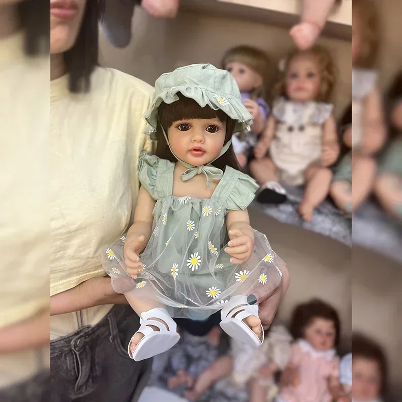 55 センチメートルベティフルボディソフトビニールリボーン幼児巻き毛プリンセスリアルなベビードールクリスマスギフト Grils