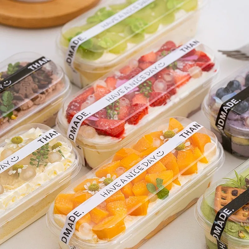 Rectangular Dessert Packaging Box, Soy Milk Cake, Mille-Feuille Mousse, Disposable Baking Takeaway Box, Tiramisu Box, Cake Box, 20Pcs + Stickers