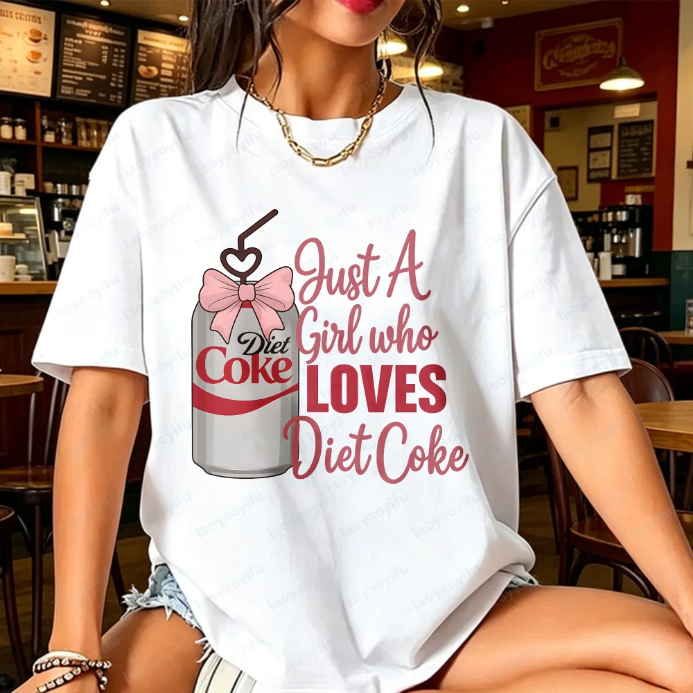 Diet Coke Lover Tshirt Cute Soda Clipart Girly Printed Tees Coquette Aesthetic Just a Girl Who Loves Short-sleeve Men Women Tops