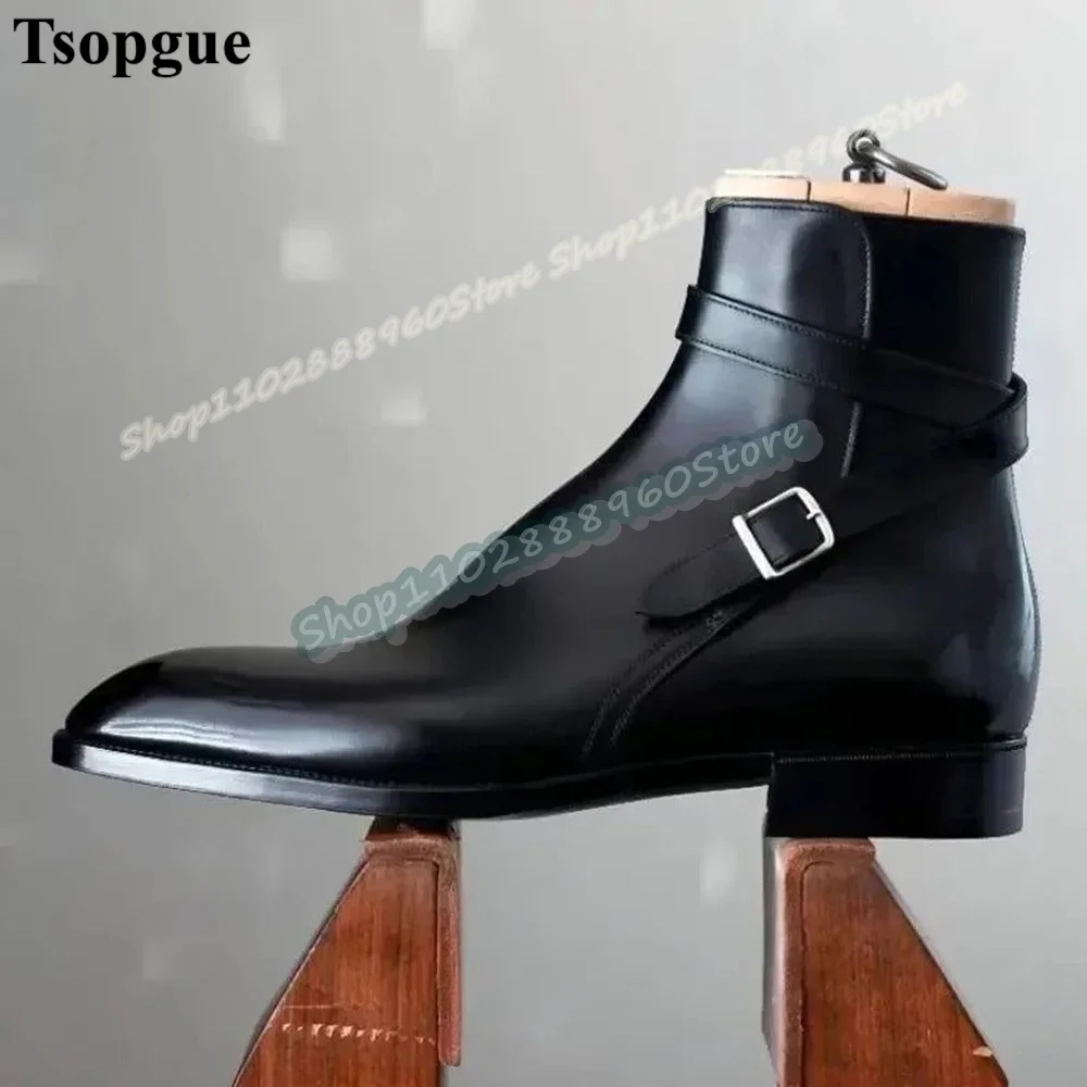 المتقدمة جلد أسود مشبك حزام الرجال حذاء من الجلد الشقق حذاء رجالي الانزلاق على أشار تو عالية الجودة الأعمال مأدبة الرجال الأحذية #3