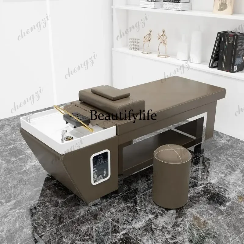 Z138   Fumigation Thai Shampoo Chairs Simple Stainless Steel Water Cycle High-end Shampoo Chairs Hair Wash Comfort