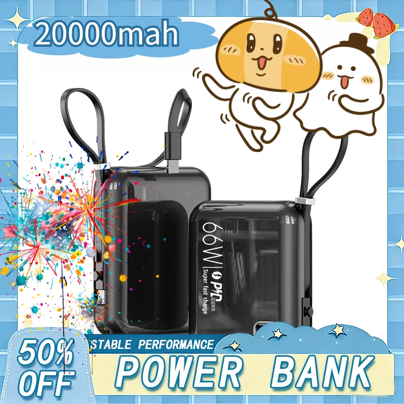 

66W Super Fast Charging Power Bank 20000mAh Mini Power bank Spare Battery for iPhone For Samsung Portable Charger New